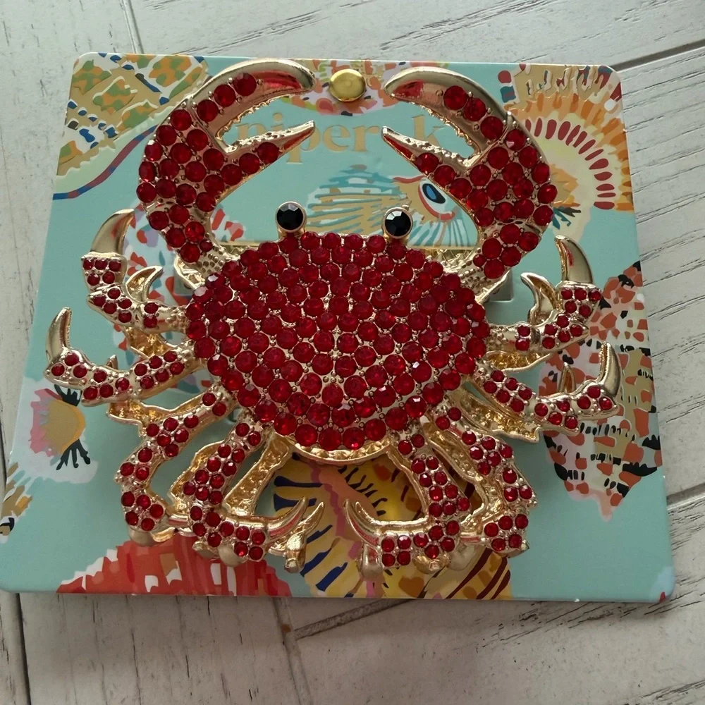 Piper K Crab Double Sided Rhinestone Gold Tone Crab Claw Hair Clip NWT - Picture 3 of 6
